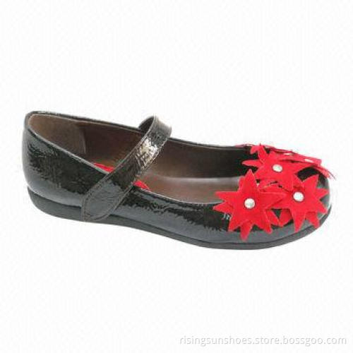 Children's Casual Shoes, Patent PU Upper, Nice Ornament, Ankle Tape with Hook-and-Loop, Soft Outsole
